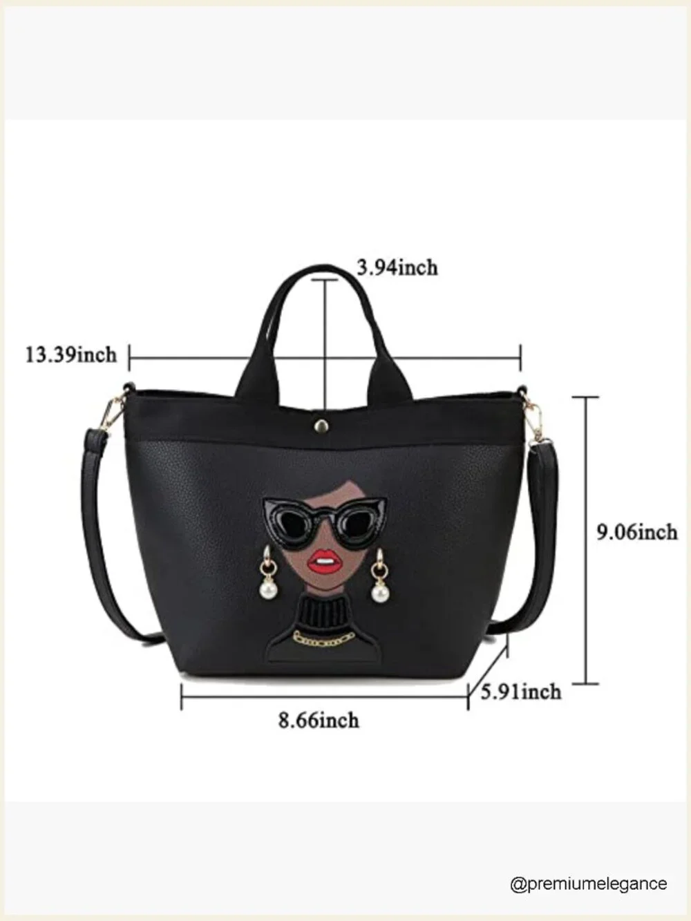 Funky 3D Lady Face PU Leather Satchel Handbag Tote Shoulder Bag
